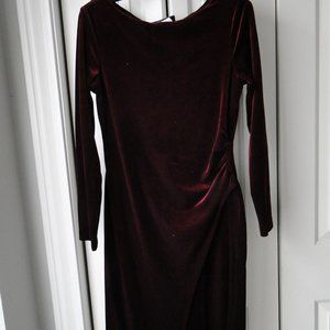 Deep Red Velvet-look Velour Dress - Size 10